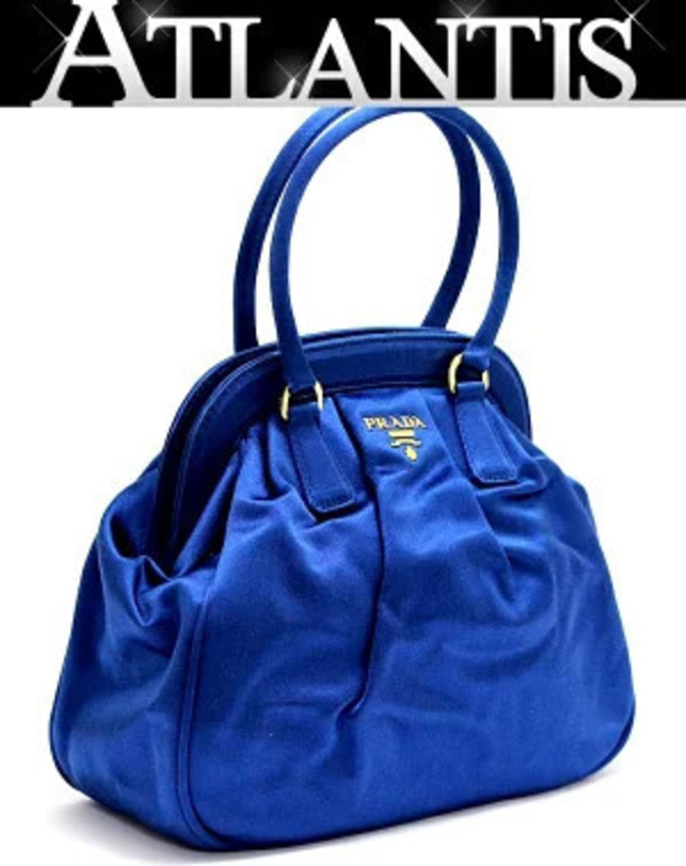 Prada handbag bag satin blue